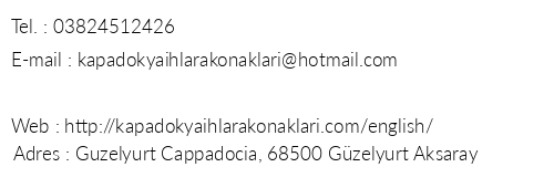Cappadocia Ihlara Mansions & Caves telefon numaralar, faks, e-mail, posta adresi ve iletiim bilgileri